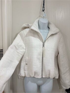 Avec les Filles cream Zip-Up cozy heavyweight Bouclé Jacket